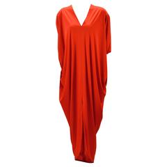 1970s Adele Simpson Red Knit Kaftan 8