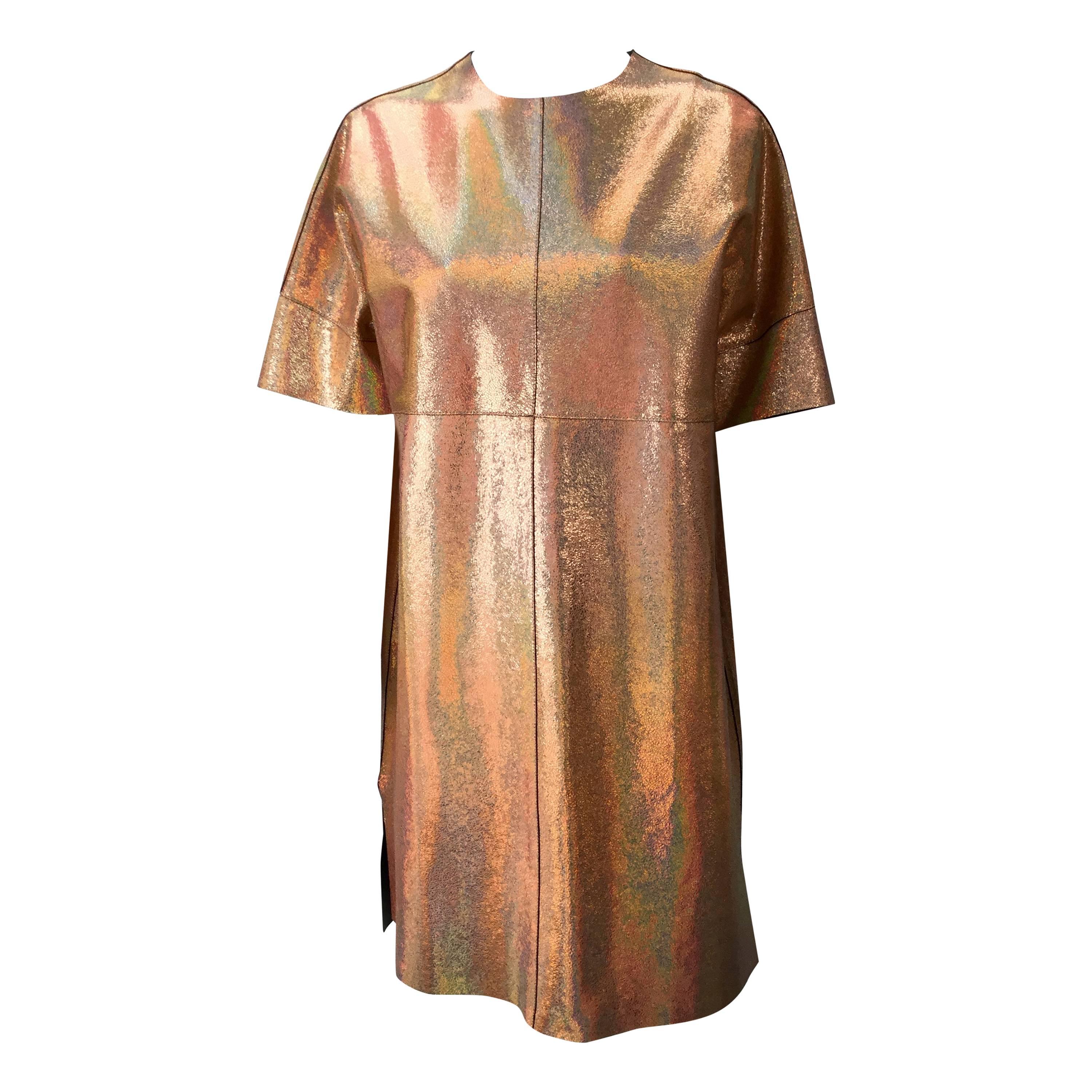 2014 Gucci Resort Collection Hologram Leather Shift Dress Large
