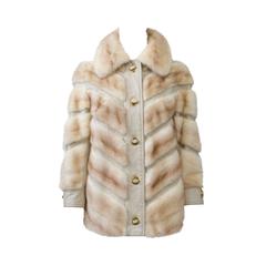 Beige Mink and Leather Jacket