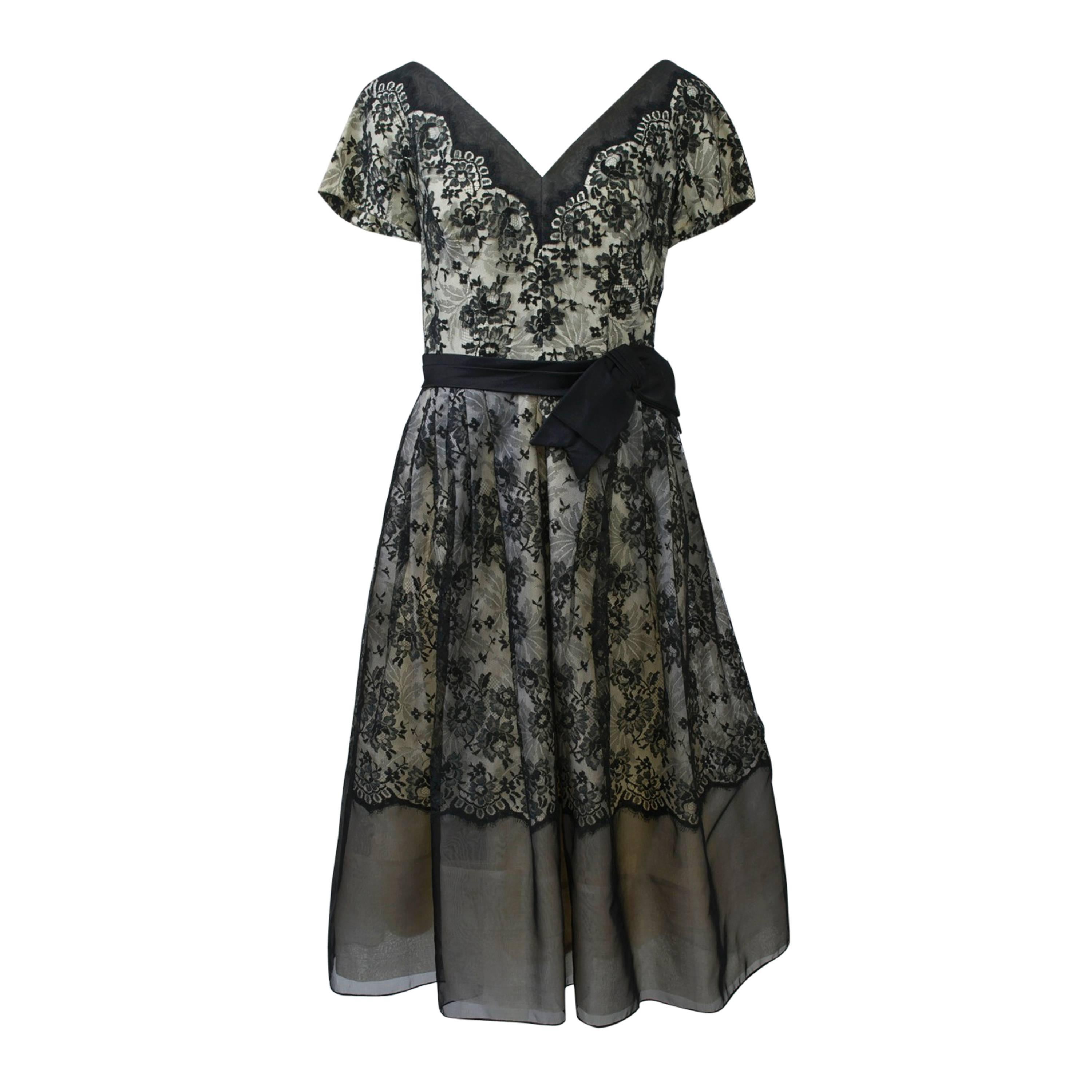 Black Lace 1960s Dress