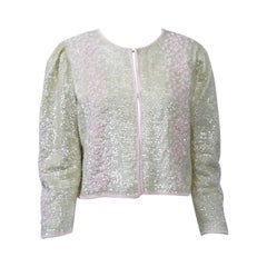 Vintage Iridescent and Pink Beaded Cardigan