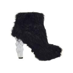 Chanel Fall 2010 Black Yeti Ankle Shooties With Ice Cap Heels 
