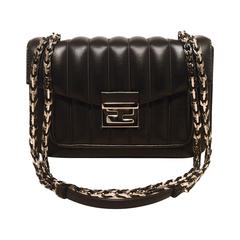 Fendi Black Stripe Quilted Leather Classic Flap Shoulder Bag 8