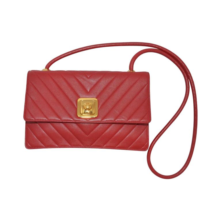 Chanel 19891991 Vintage Leather Chevron Crossbody Flap Shoulder Bag at