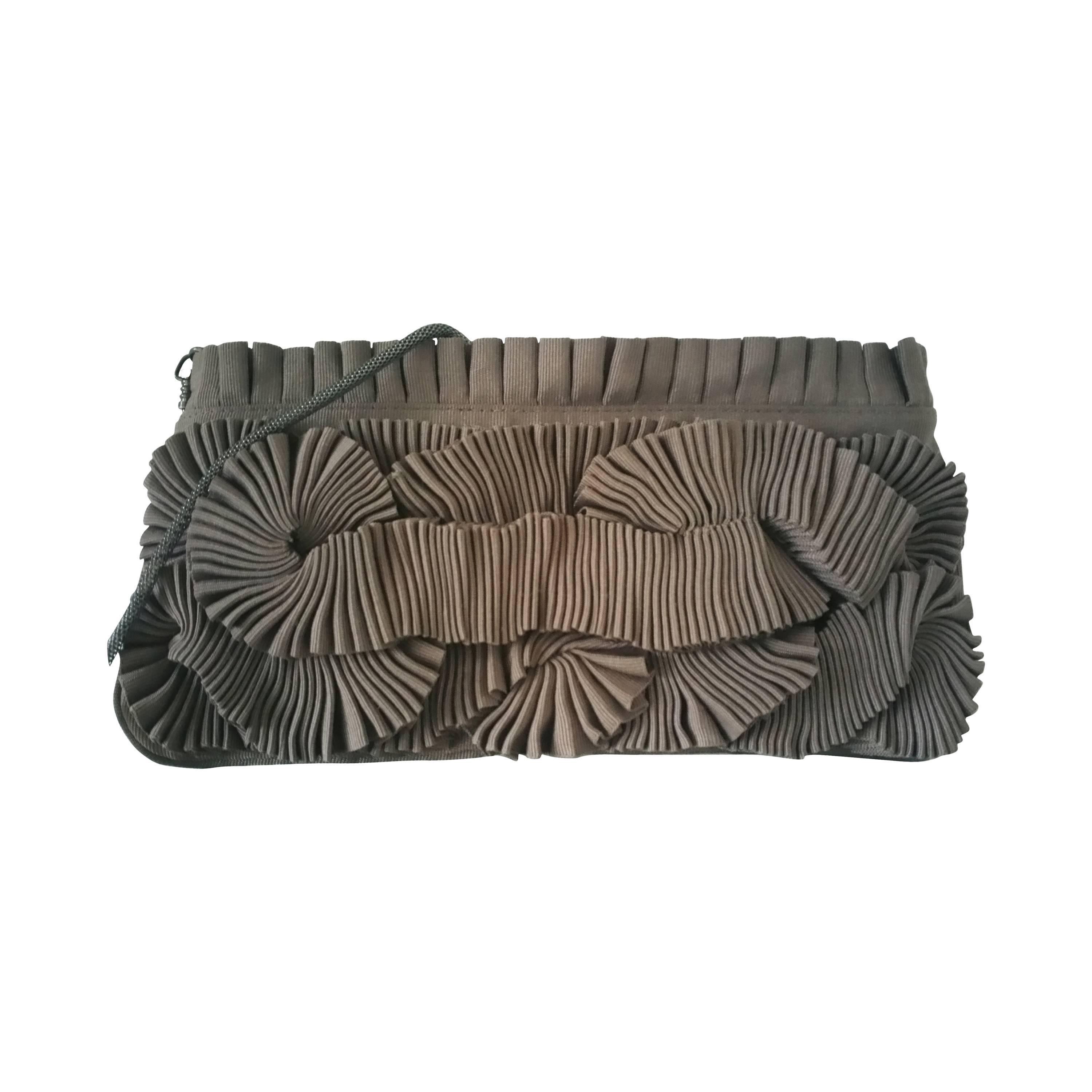 1990s Hoss Vintage dove grey clutch or shoulder bag