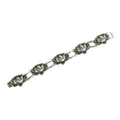Vintage Danecraft Sterling Silver Water Lily Bracelet