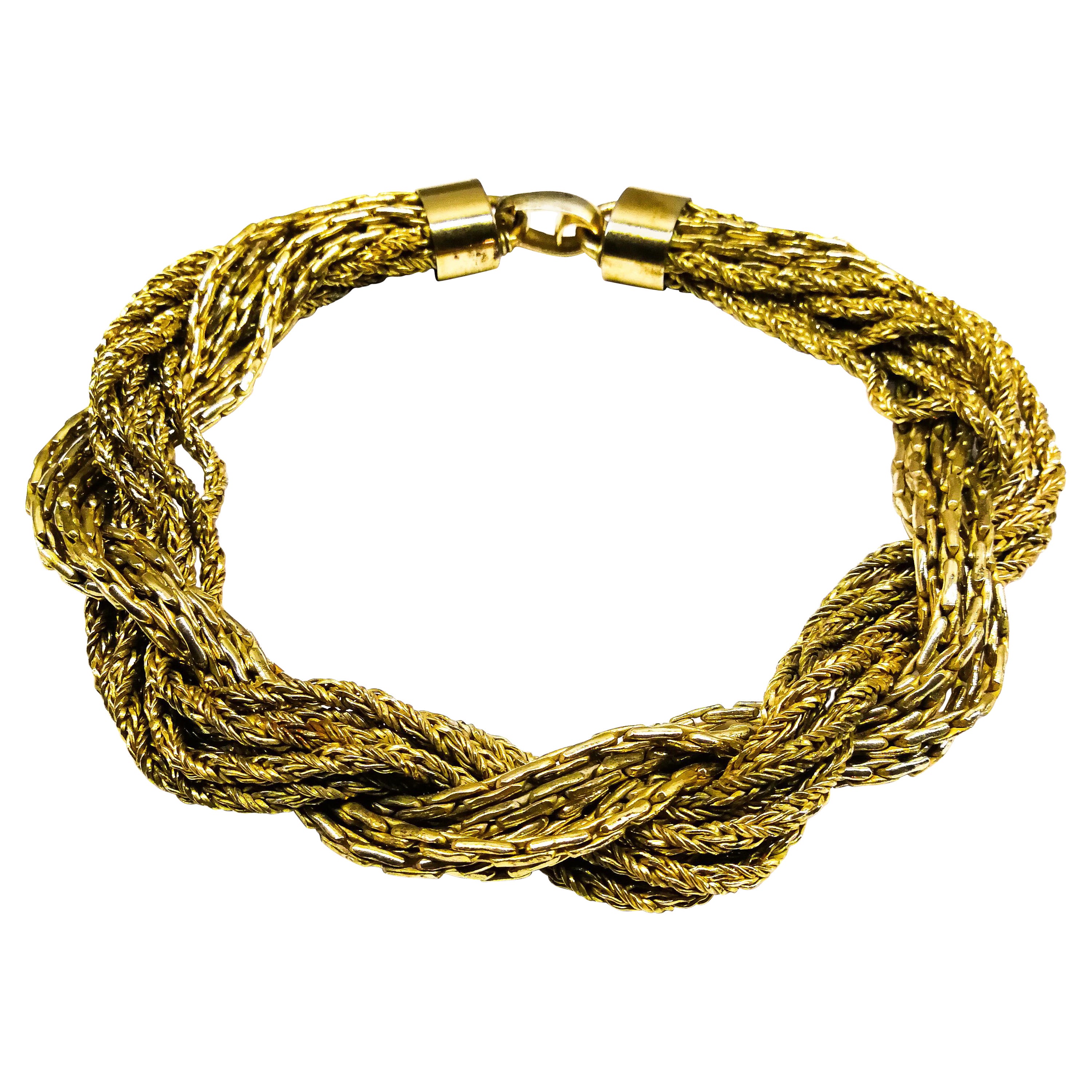A gilt metal mixed chain 'twist' necklace, Christian Dior, c1970s For Sale