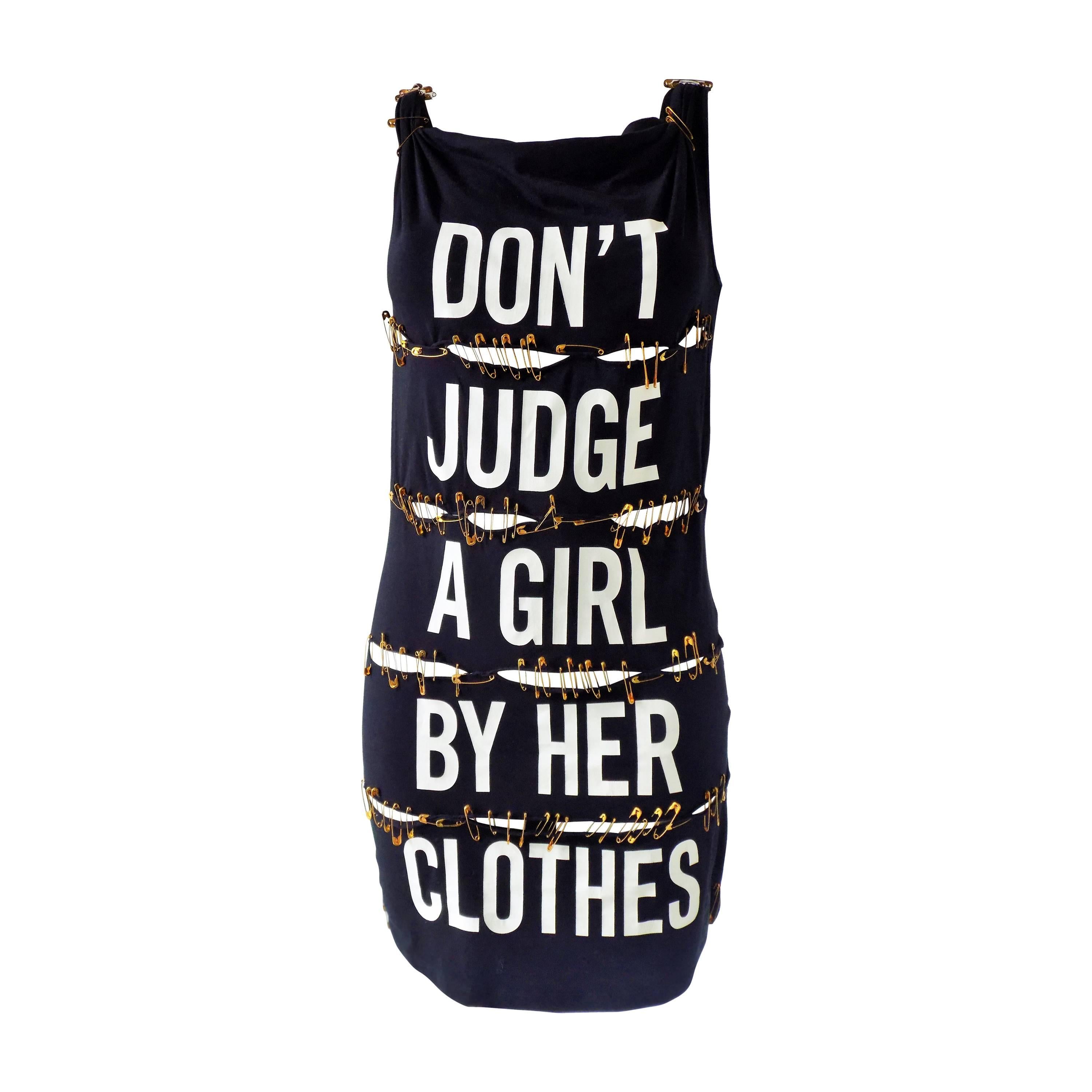 1980s Moschino"Don't judge a girl by her clothes" 