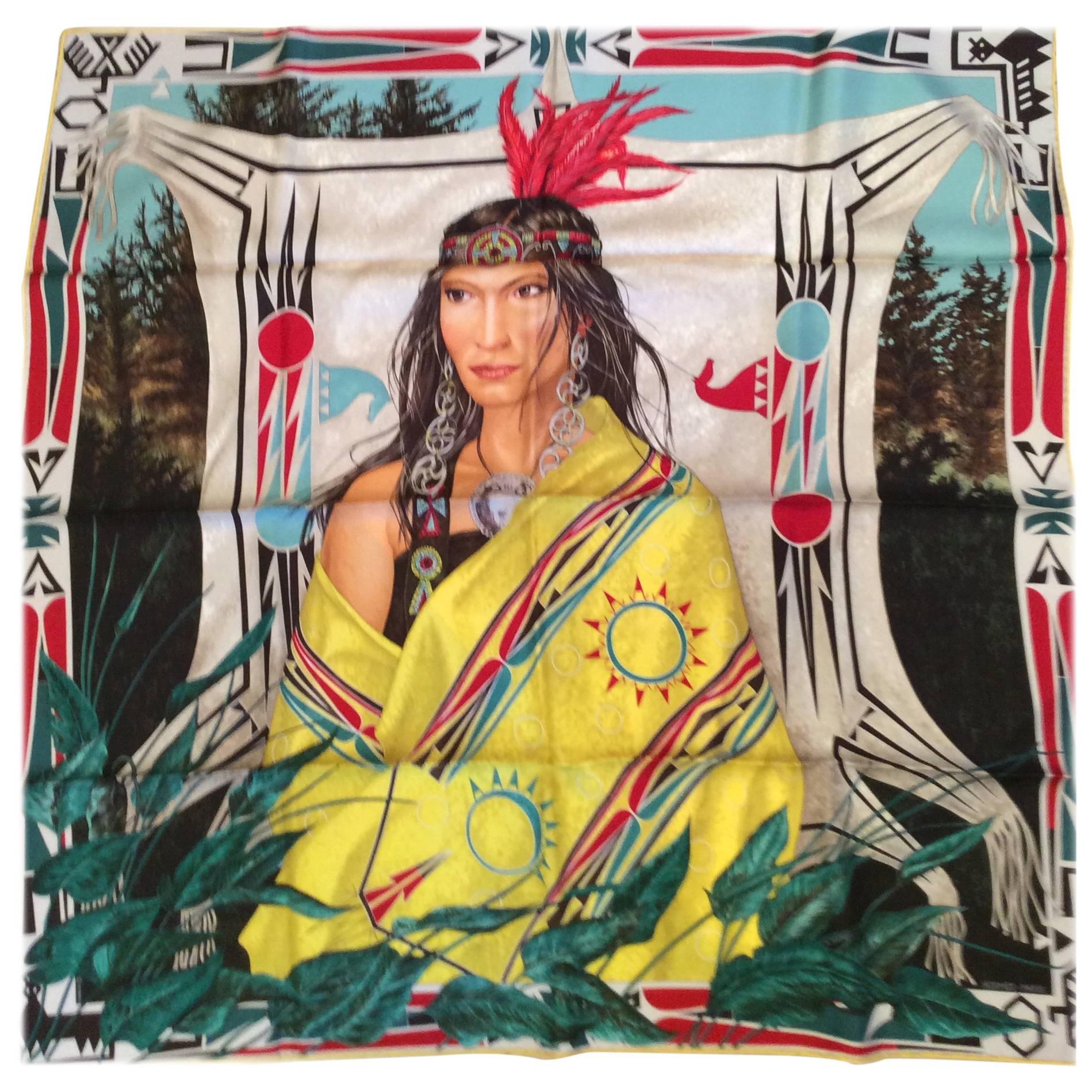 Hermes Scarf - Rare - New in Box - Native American Woman 