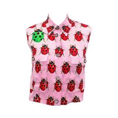 Vintage Gianni Versace Rare 1995 Collection Ladybug Blouse Shirt Vest Top 