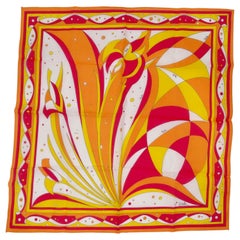 Retro Emilio Pucci Pink/Orange Abstract Scarf