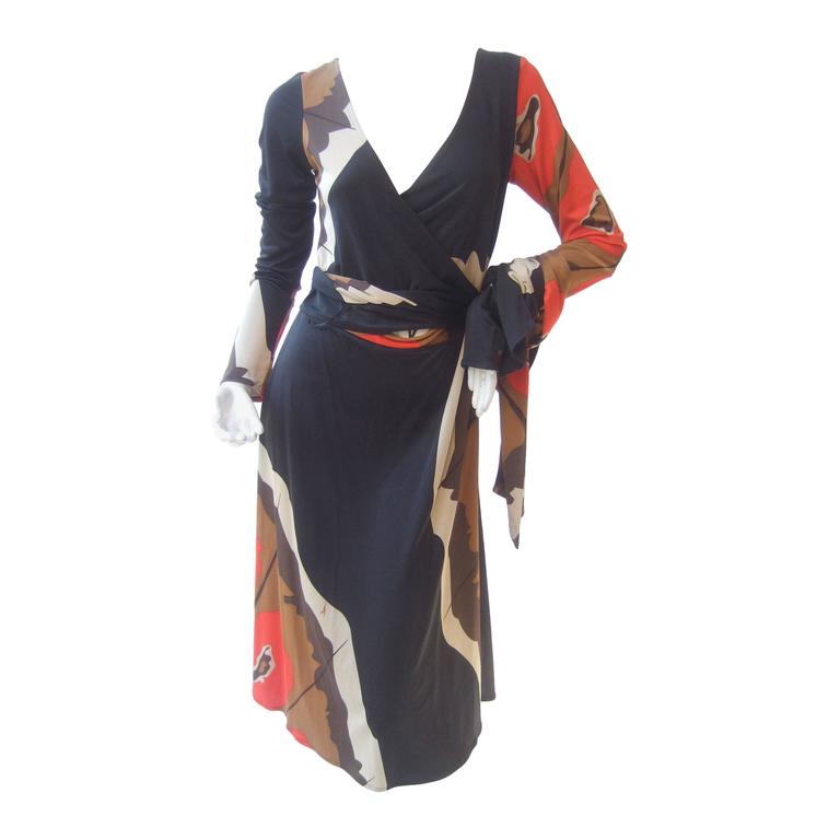 Opt Art Graphic Print Silk Jersey Wrap ...