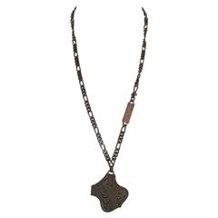 1990s John Galliano dark brown brass necklace