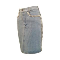 1980s Paola Bonafede denim skirt with pearls