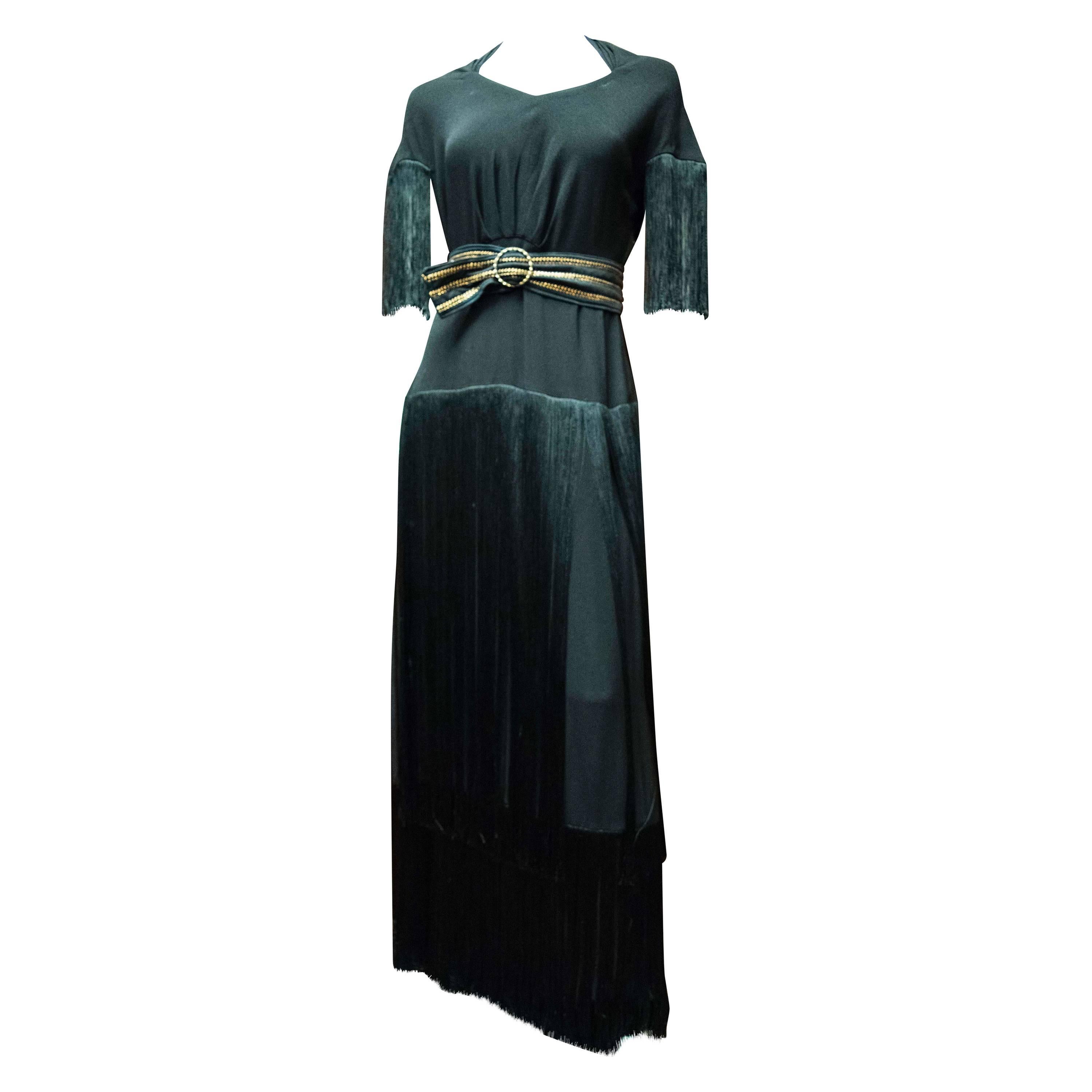 1940s Fringed Evening Dress