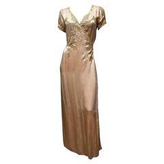 1930s Pink and Lace Wrapped Loungewear Gown