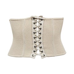 Alaia boned leather and knit lace up corset, c. 1980s