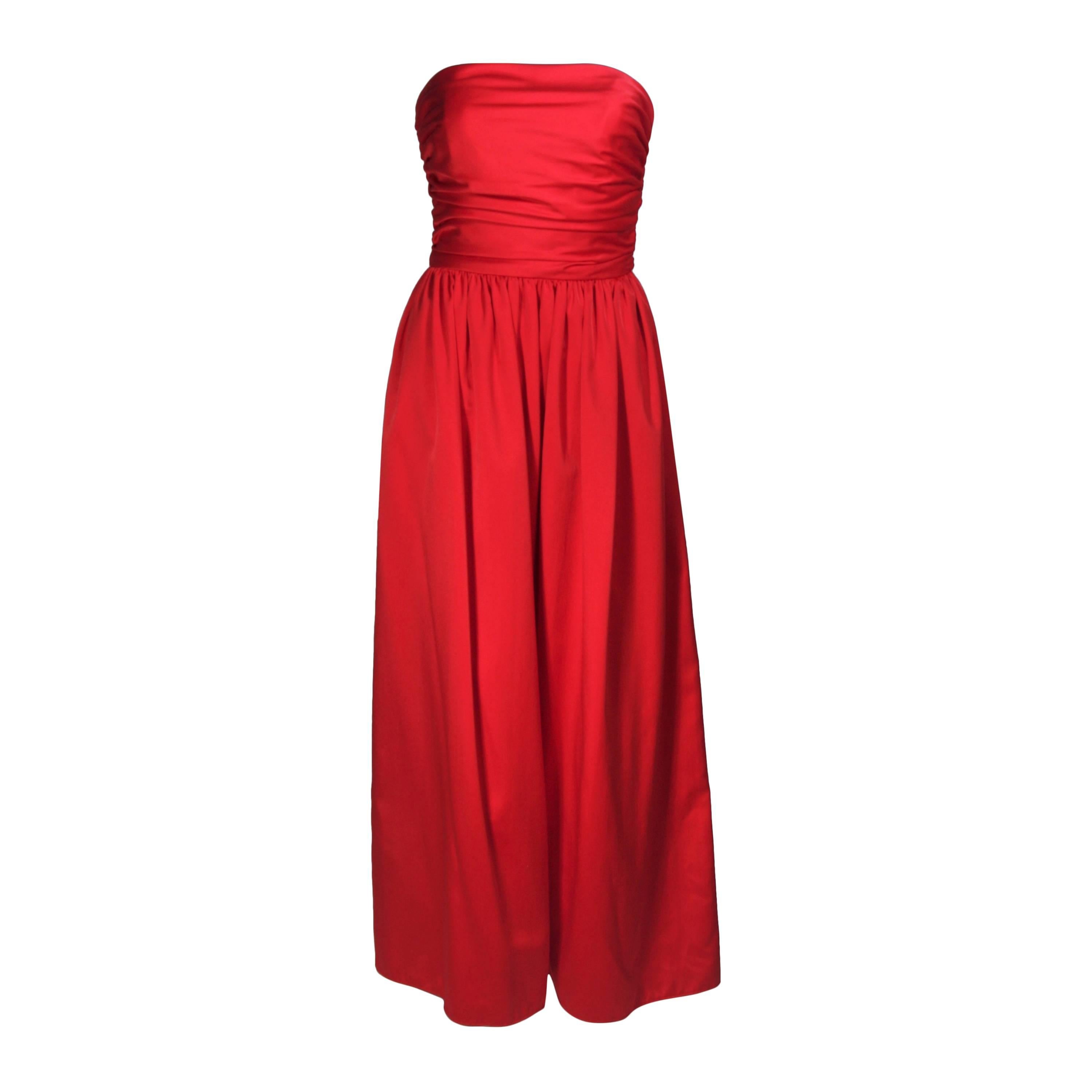 ANTHONY MUTO Red Gown with Gathered Bodice and Waist Tie Size 4-6