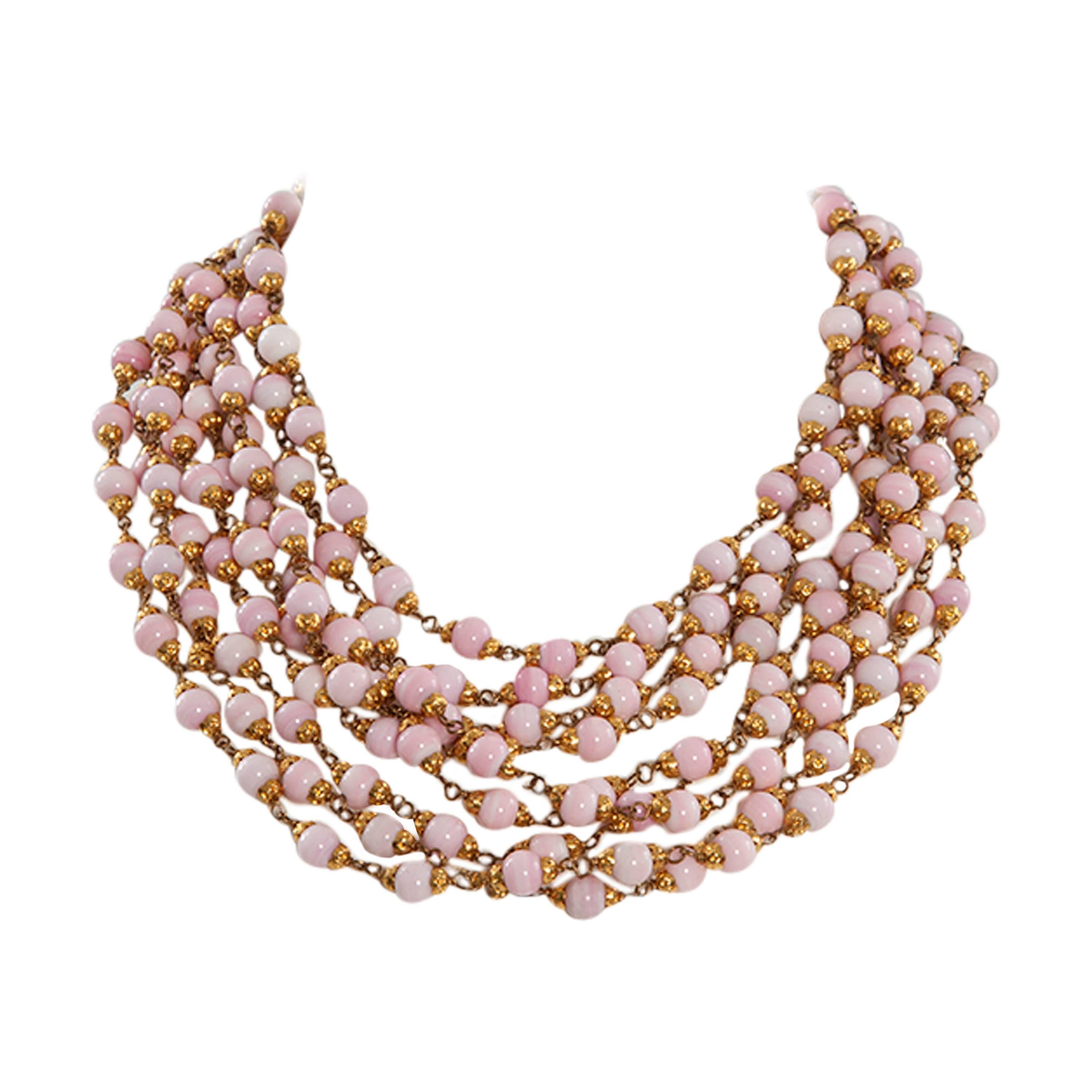 1993 Chanel Angel's Skin Coral Multi-Strand Necklace