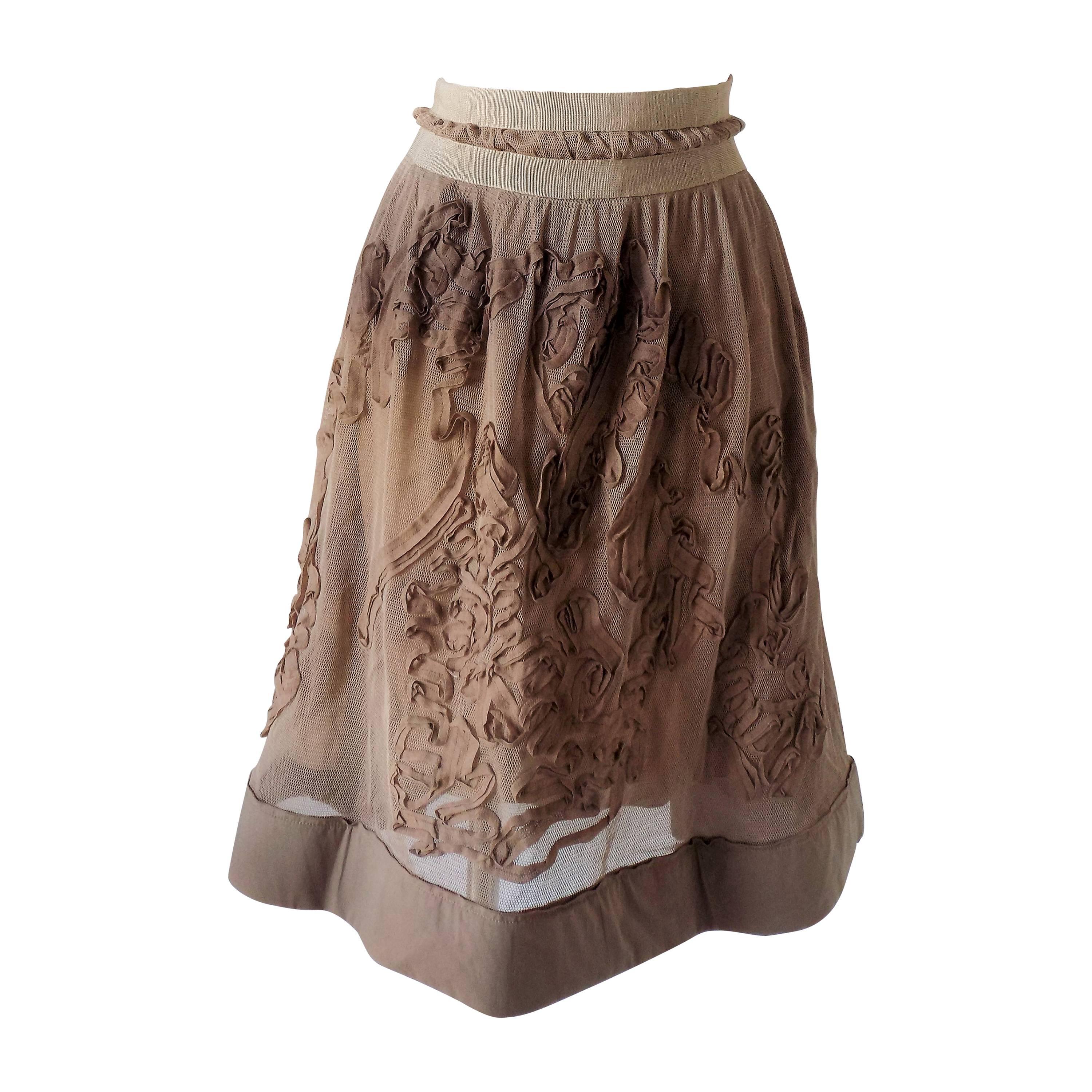 1980s Philosophy by Alberta Ferretti light brown / nude skirt NWOT For Sale