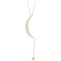 Moon and Star Gilt Sterling Silver Pendant Necklace
