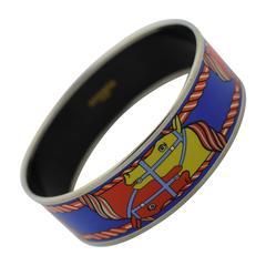 Hermes Enamel Bangle. Happy Horse Couple in Orange, Yellow, & Purple