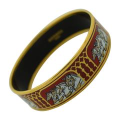 Hermes Ename Bracelet Wide with Horses