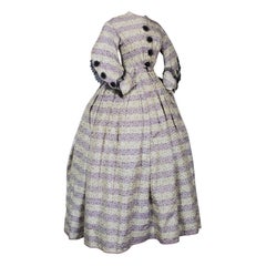 A French Chiné Silk Crinoline Day Dress Circa 1855