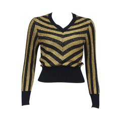 Mary Quant Schwarz-gold gestreifter Lurex-Pullover:: c. 1970er Jahre