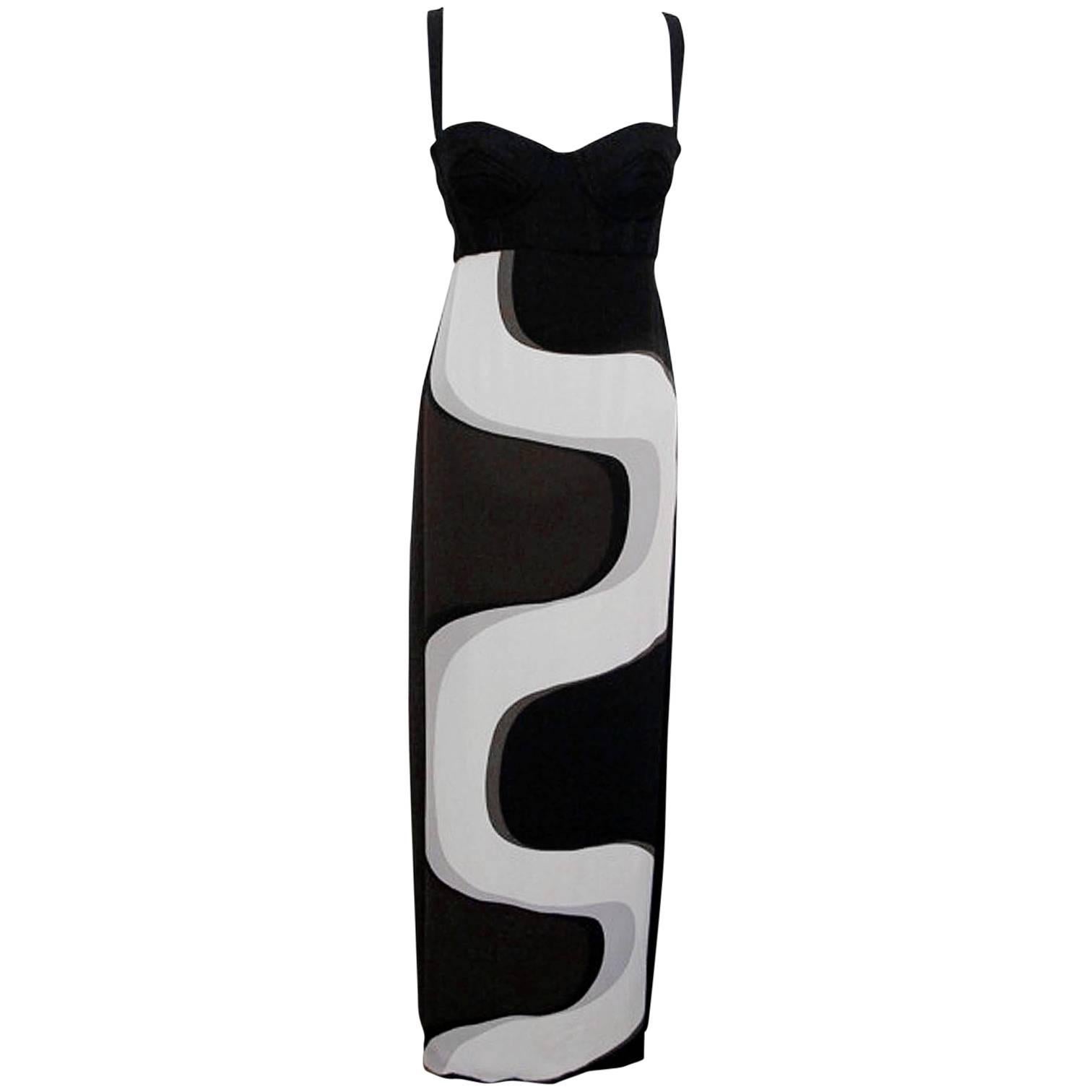 NEW Spring 2007 Gianni Versace Geometric Swirl Print Gown For Sale
