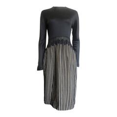 1990's GEOFFREY BEENE Black stripe-illusion cocktail dress