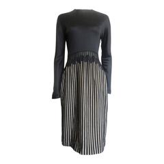 Vintage 1990's GEOFFREY BEENE Black stripe-illusion cocktail dress