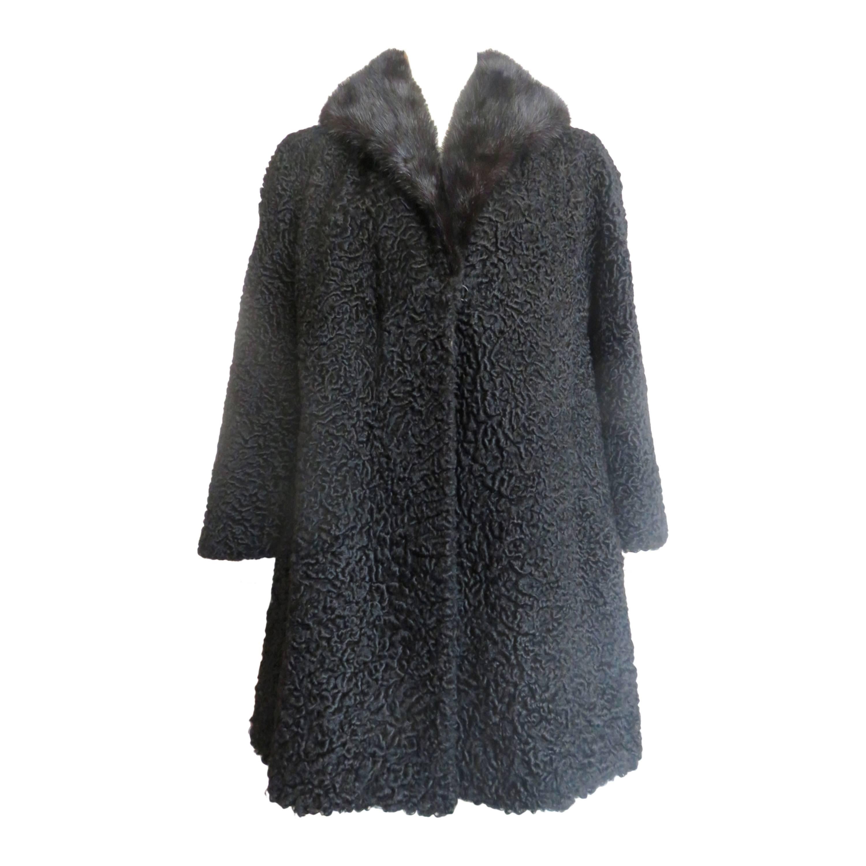 1960's MAX BOGEN Mint condition Persian lamb & mink fur coat For Sale