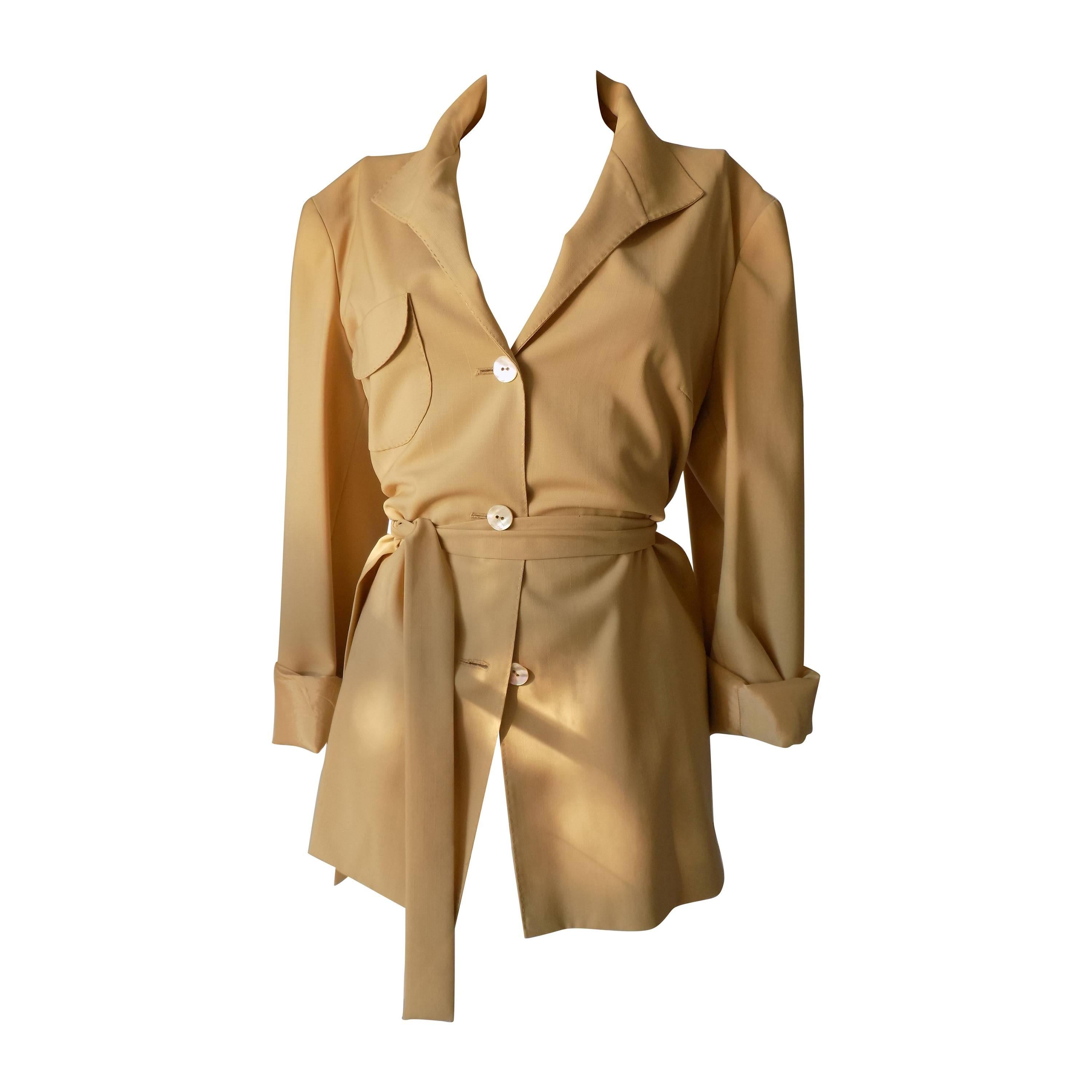 1980s Genny by Gianni Versace light brown wool jacket For Sale