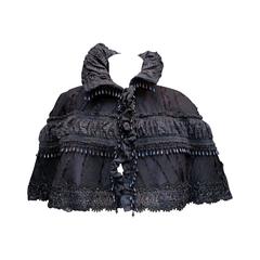 1998 Christian Lacroix Black Beaded Short Victorian Style Cape