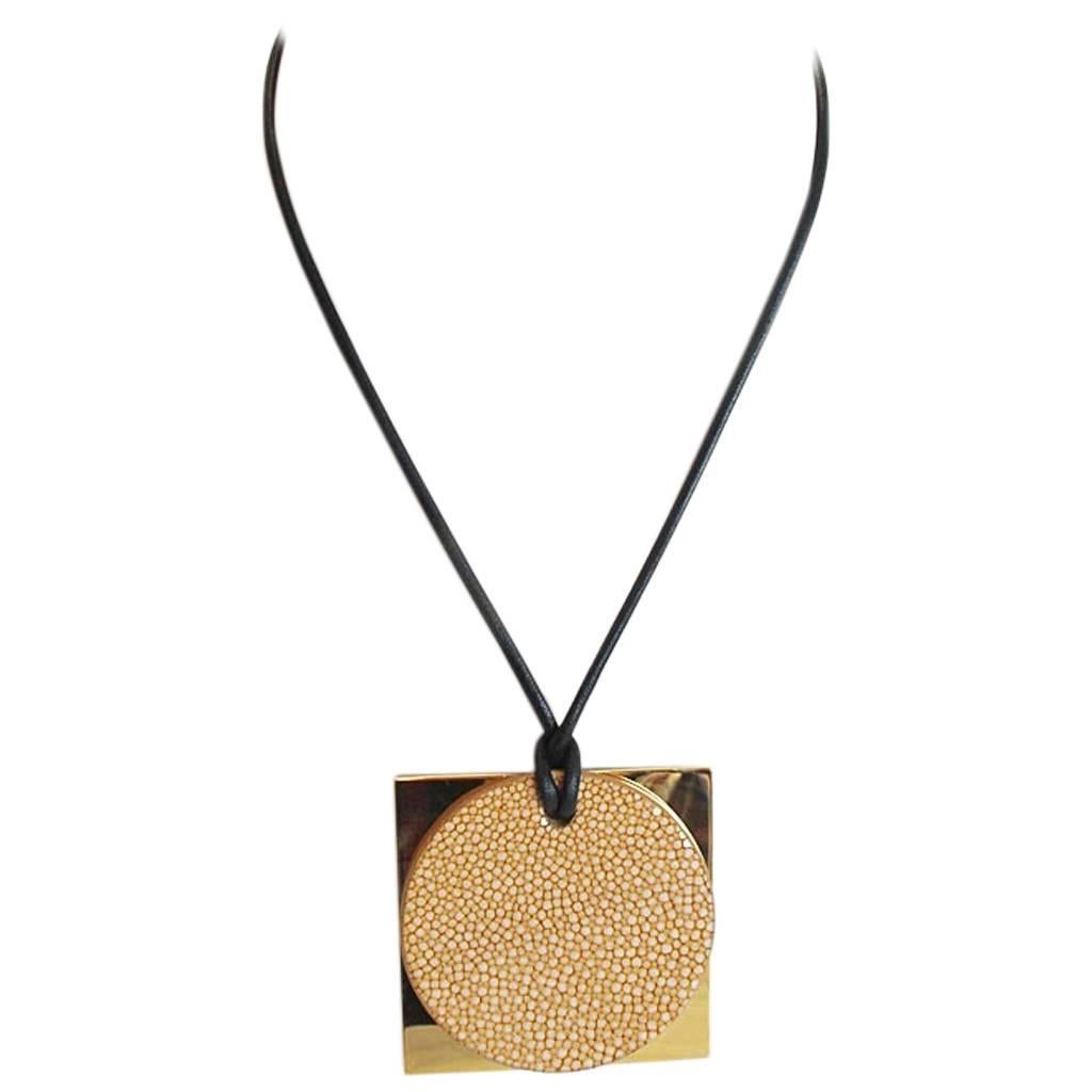 NEW 2014 Reed Krakoff Brass and Stingray Rope Necklace For Sale