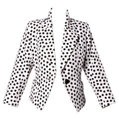 YSL Yves Saint Laurent Rive Gauche Retro Black + White Polka Dot Blazer Jacket