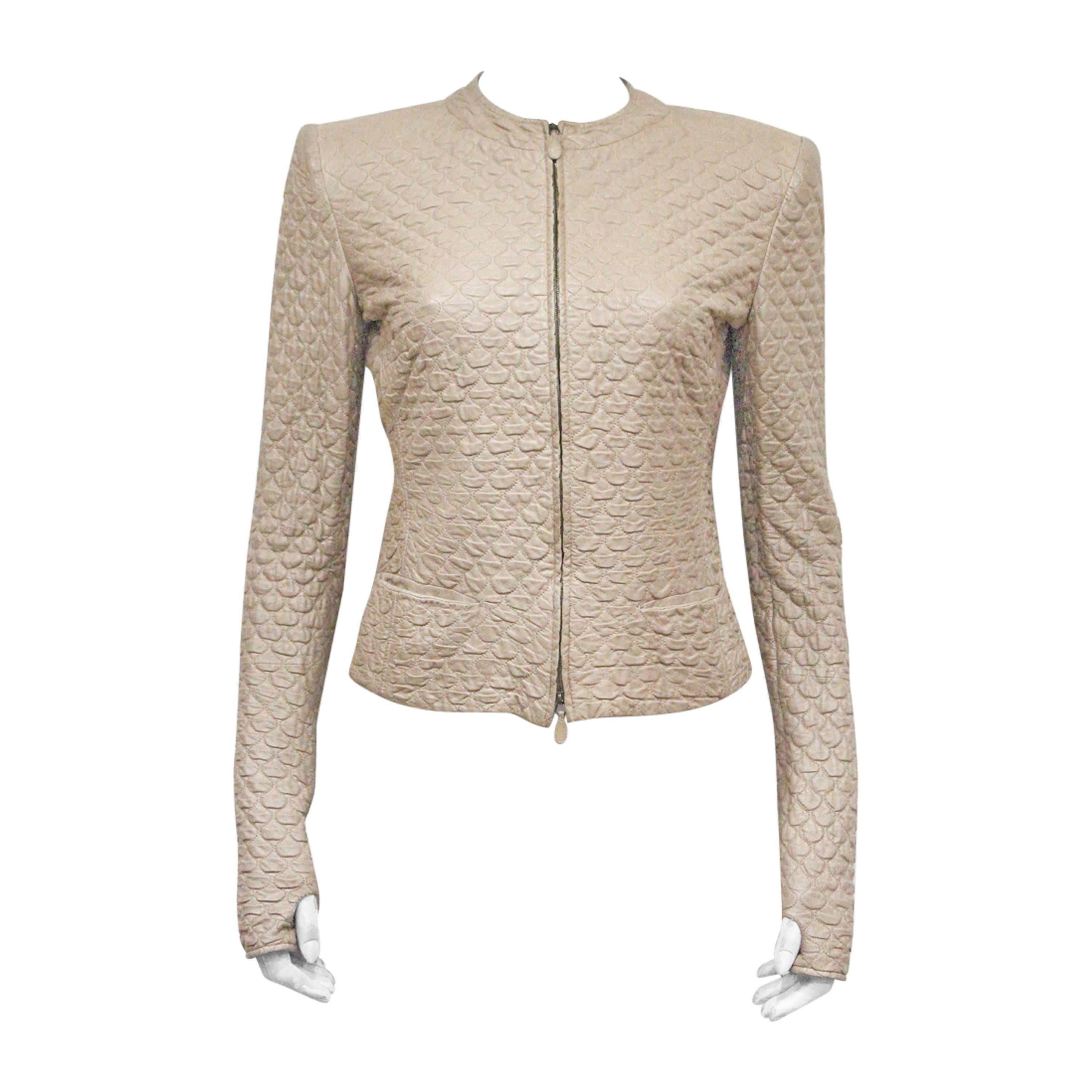 Alexander McQueen quilted nude leather jacket, c. 2004