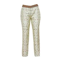 Gianni Versace floral silk cigarette pants with zebra pony skin belt, c. 1990s 10