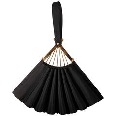 Karl Lagerfeld - Satin Fan Clutch Purse in black