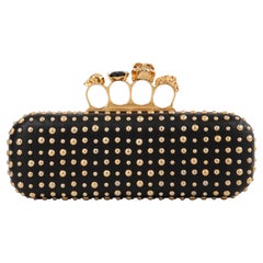 ALEXANDER MCQUEEN A/W 2010 Gold Studded Leather Four-Ring Skull Knuckle Clutch 