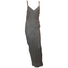 Nina Ricci Grey Cashmere Maxi Dress w/ Silk Ribbon Straps - 36 1