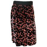 Galliano Vintage Black Velvet Skirt w/ Pink Spots - S - 1990's
