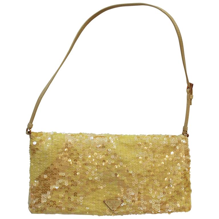 Yellow Sequined Prada Handbag For Sale at 1stdibs