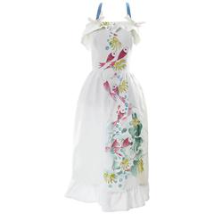 Rare Vintage Tina Leser Hand Painted Dress 1940s Fish Reef Halter Signed 4