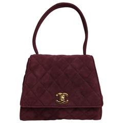 Chanel Burgundy Suede Quilted Handbag