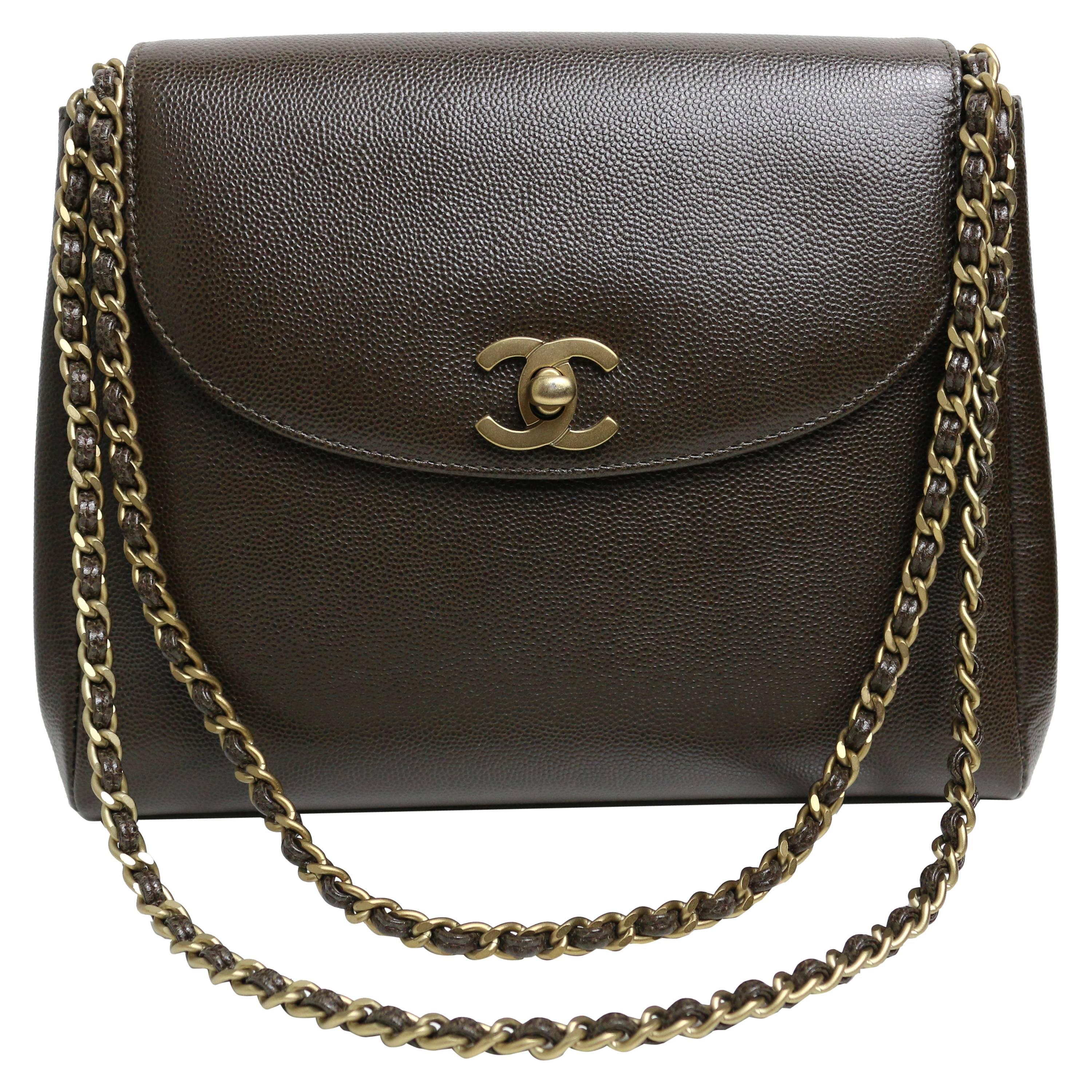 Chanel Dark Brown Caviar Flap Bag