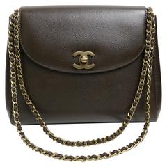 Vintage Chanel Dark Brown Caviar Flap Bag