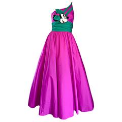 Limited Edition Vintage 1980er Mike Benet Minnie Mouse lila One Shoulder-Kleid