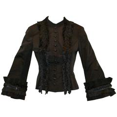 Alexander McQueen Savage Beauty A/W 2002 Black Fringe Silk Jacket 42 8